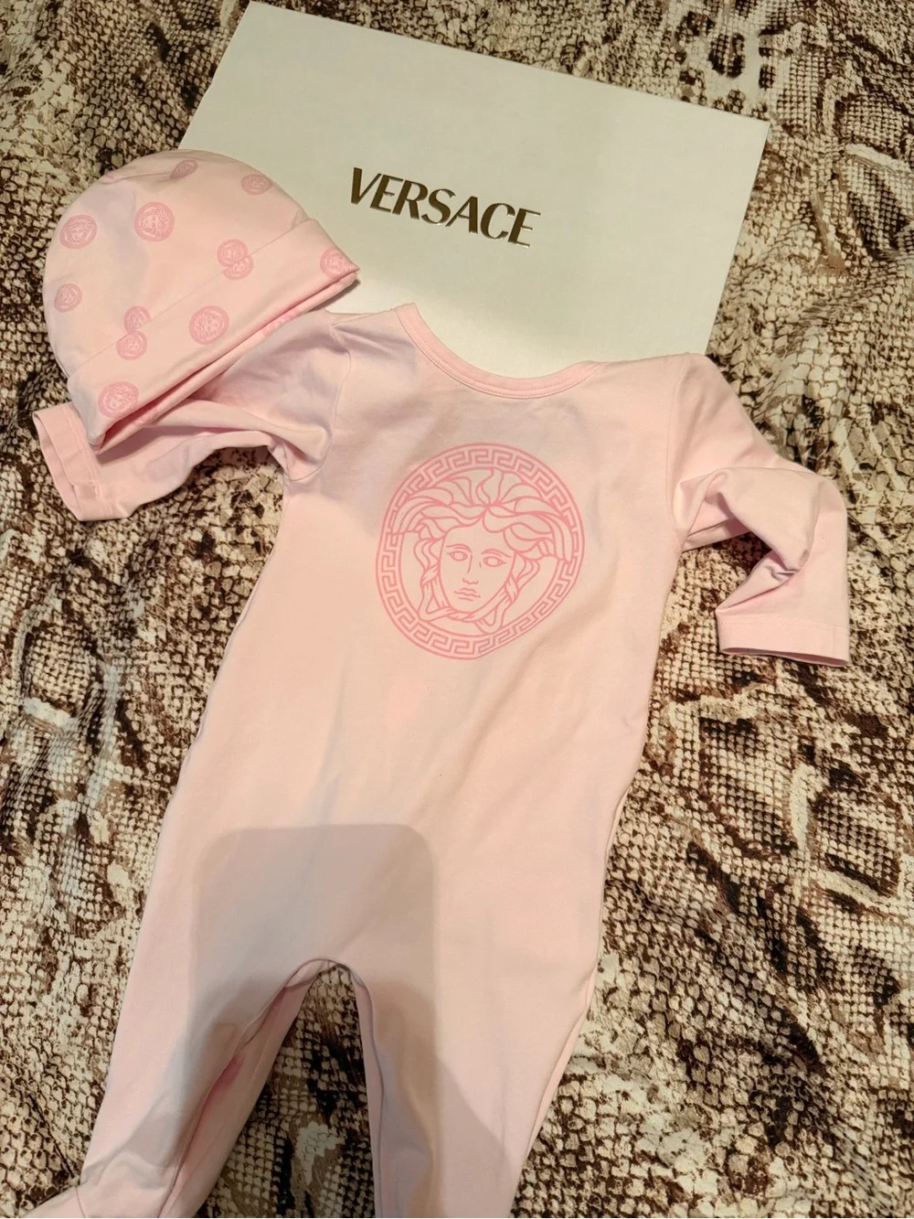 Versace Light Pink Medusa Footie One-Piece for Kids